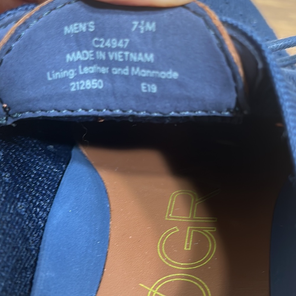 Cole Haan Navy Knit Wingtip Sneakers with Brown Accents - Picture 10 of 10